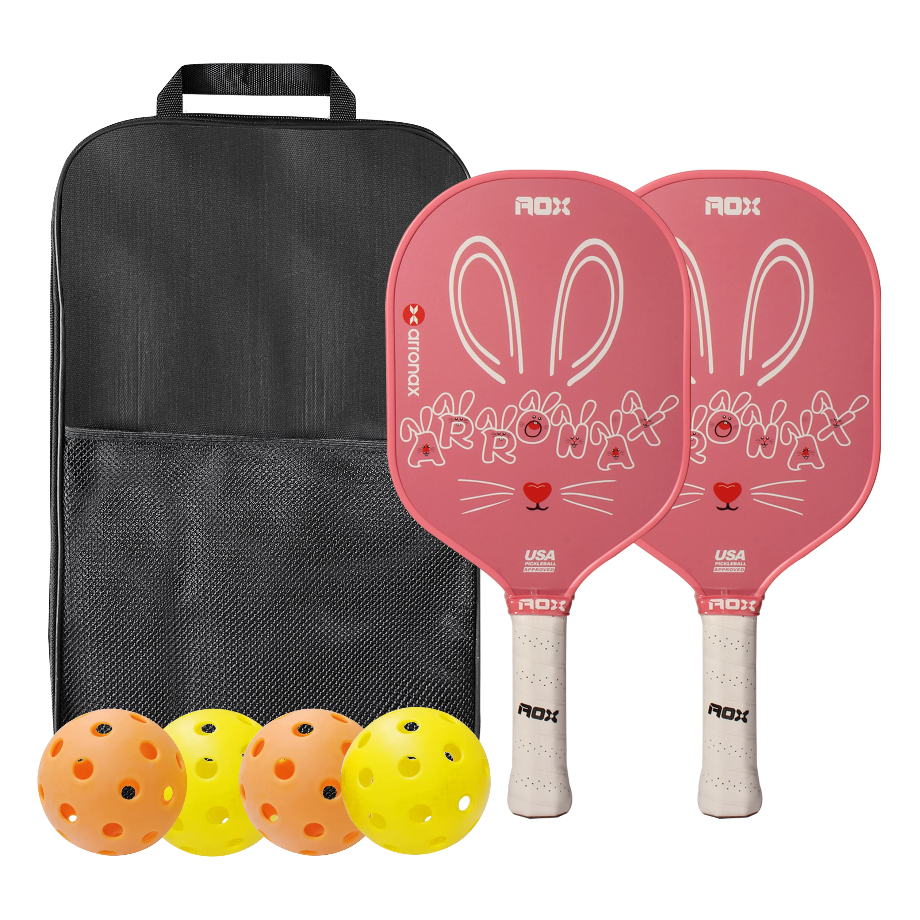 Arronax Pickleball Paddles for Kids, Child Size Paddle, Lightweight Fiberglass Pickleball Set with Small Grip Gifts with Bag