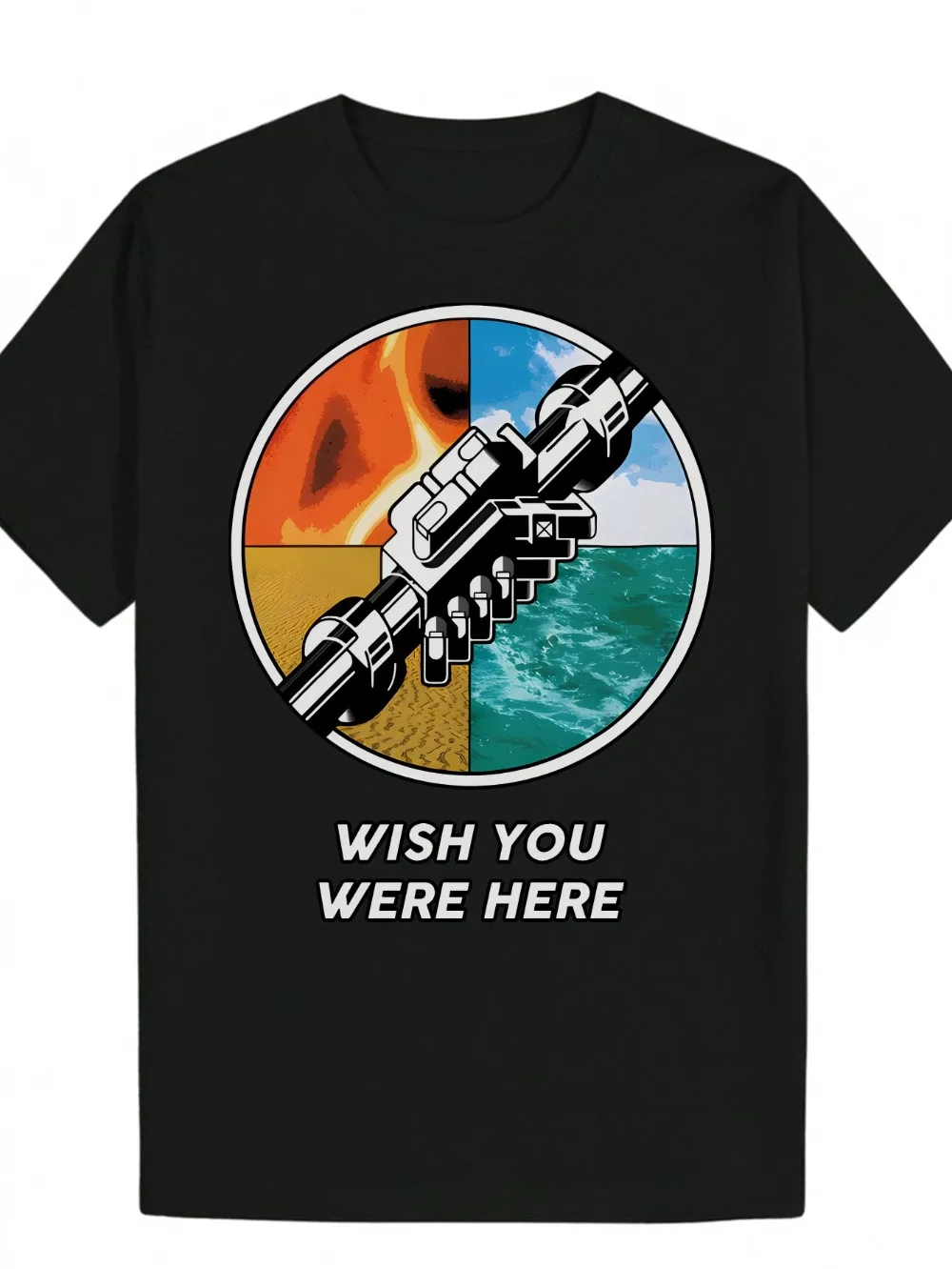 

Men'S Casual Flame Lava Graphic T-Shirt Short Sleeve Crew Neck Summer Essential Bold Design with Wish You Were Here Text