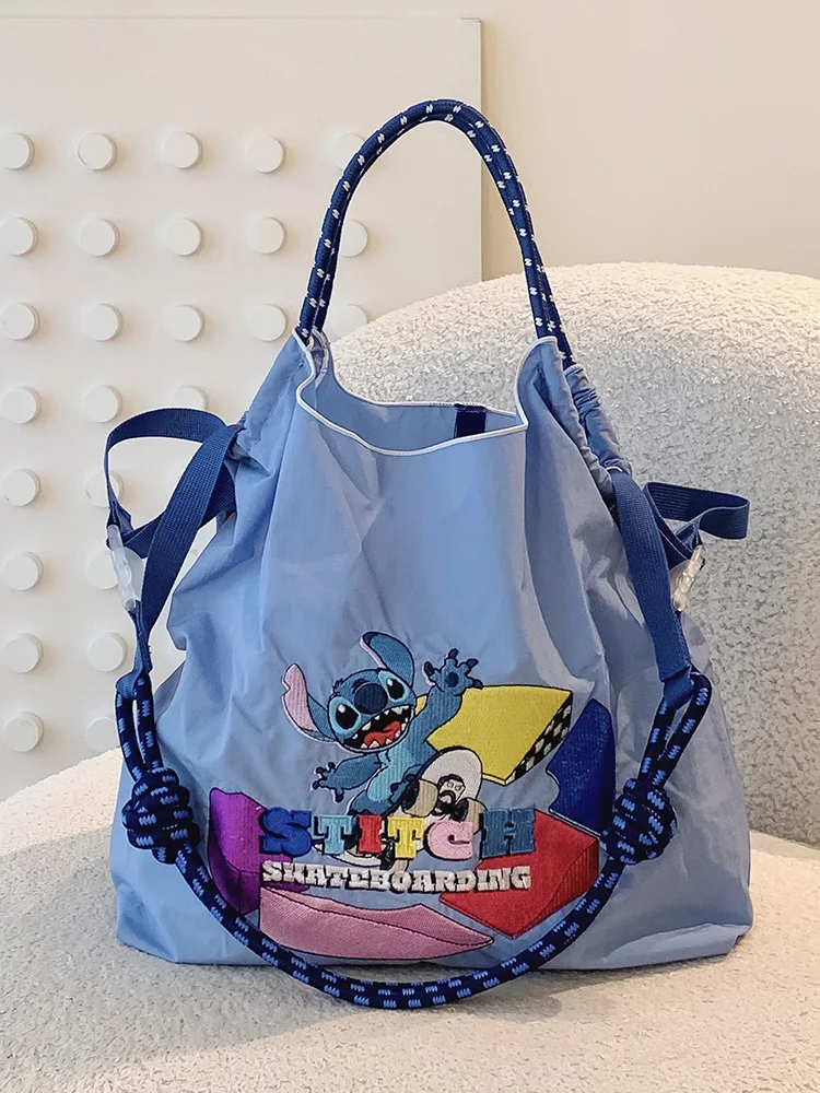 Disney Stitch Anime Peryferyjna płócienna torba na zakupy Seria kwiatów i trawy Ręczna torba damska typu crossbody na jedno ramię