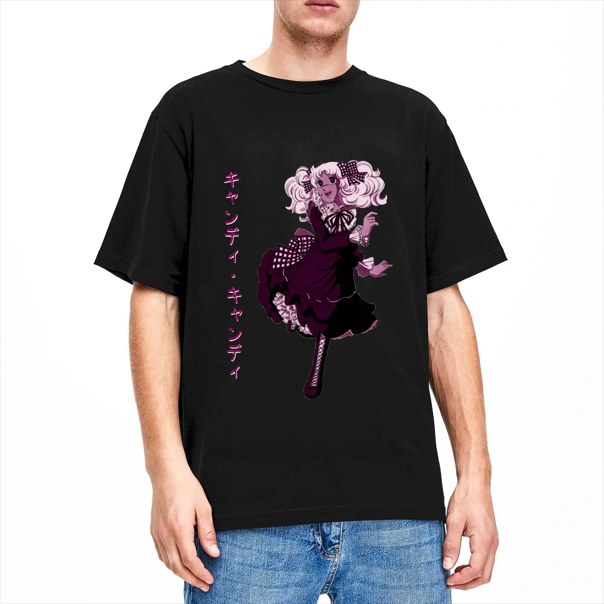 Candy Candy Anime T-Shirts for Men Women 80s Manga Vintage Pure Cotton Tees Round Neck Short Sleeve T Shirts Original Clothing