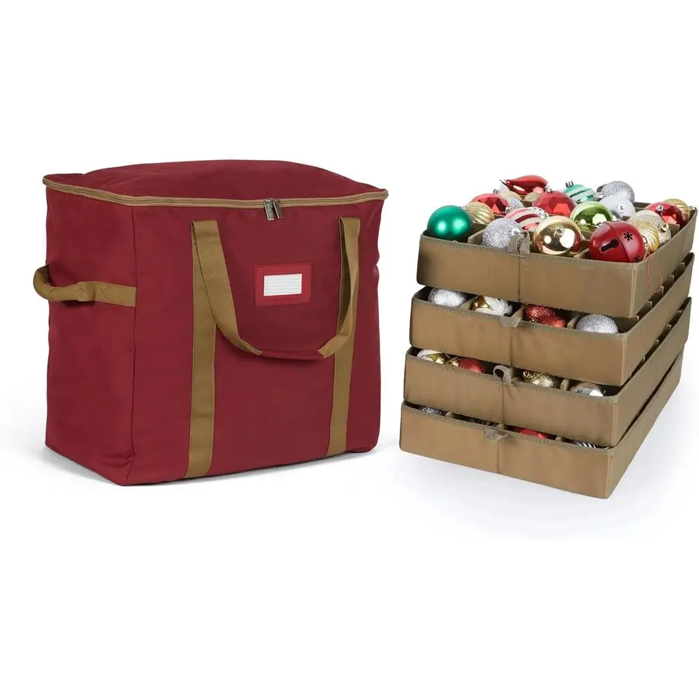 

Adjustable Ornament Storage Bag – Heavy-Duty Polyester, Padded Dividers & lexGrid Trays – Protective day Ornament Organizer with