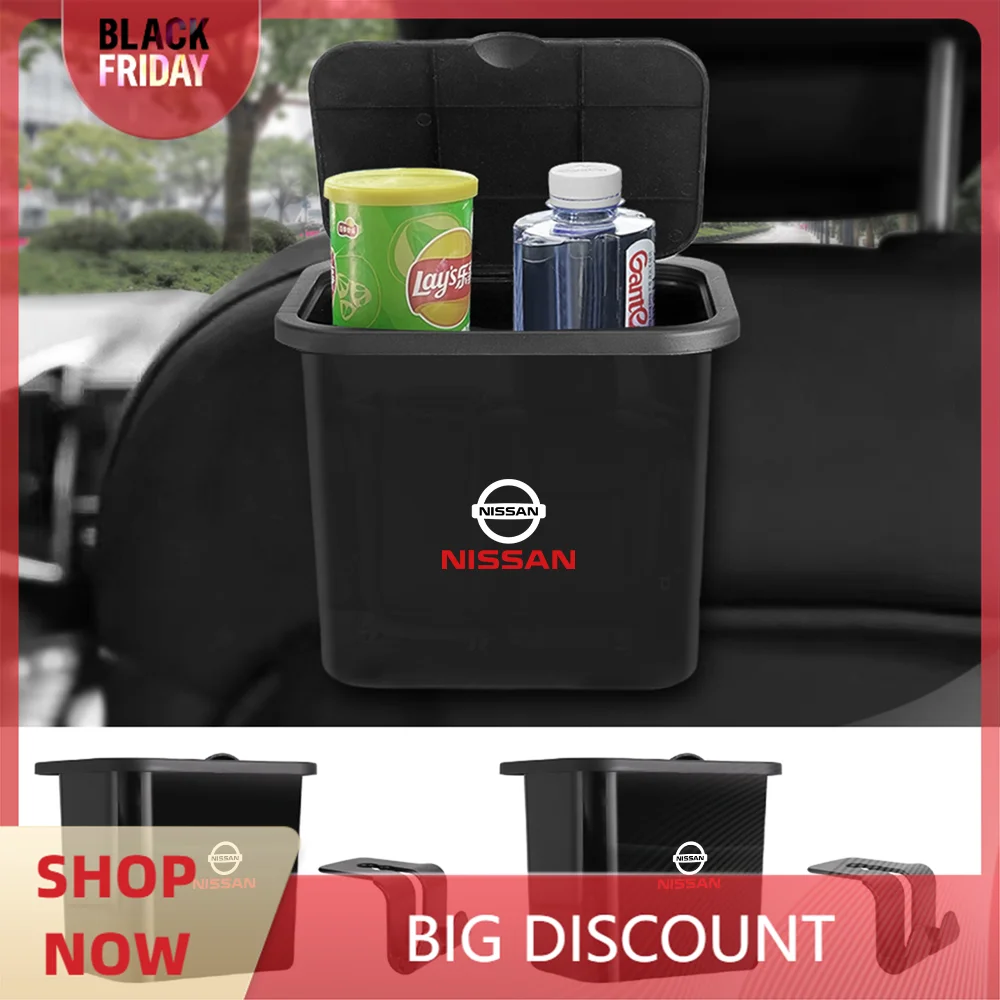 Universal Car Trash Can Auto Organizer Storage Box with Swing Lid Cute Mini Automoti For Nissan Nismo Juke Qashqai Patrol Navara