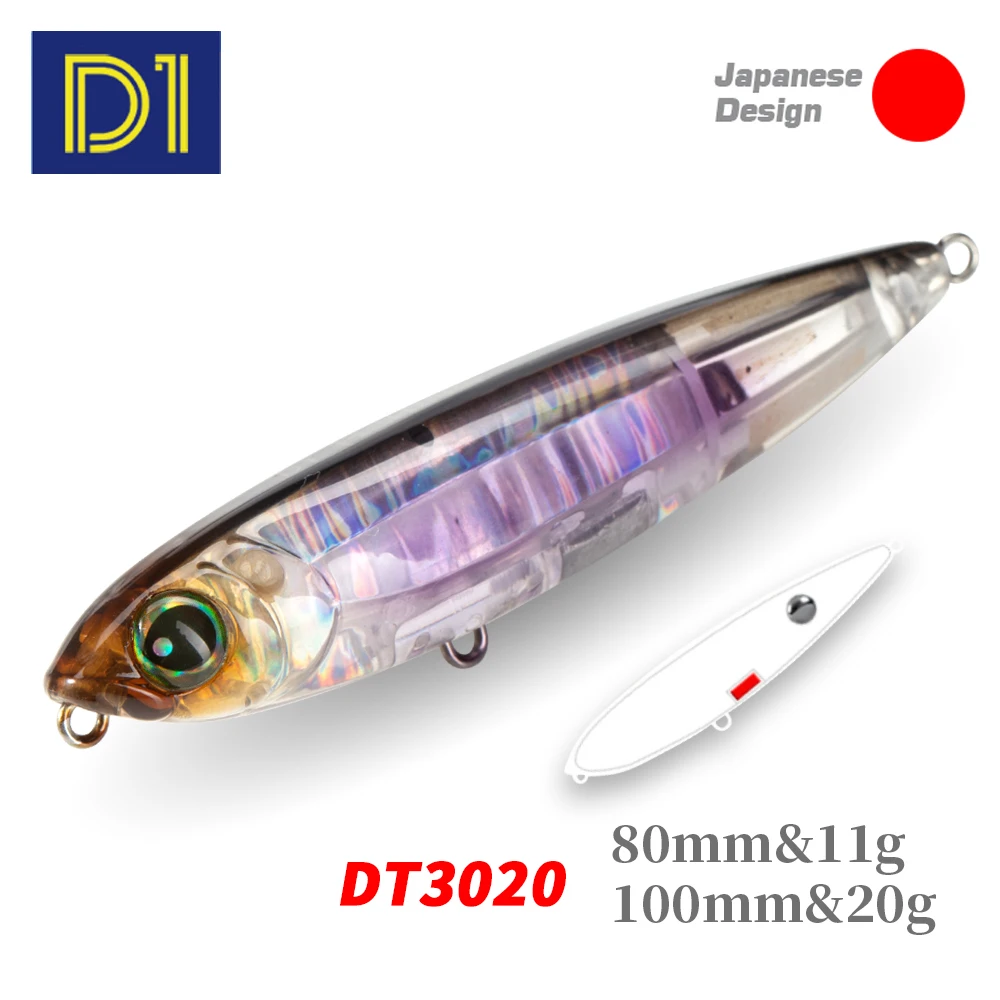 D1 Topwater 3DR ołówek przynęta wędkarska 80mm/100mm spacer pies przynęta powierzchniowa odblaskowa pływająca przynęta na sprzęt wędkarski na okonie
