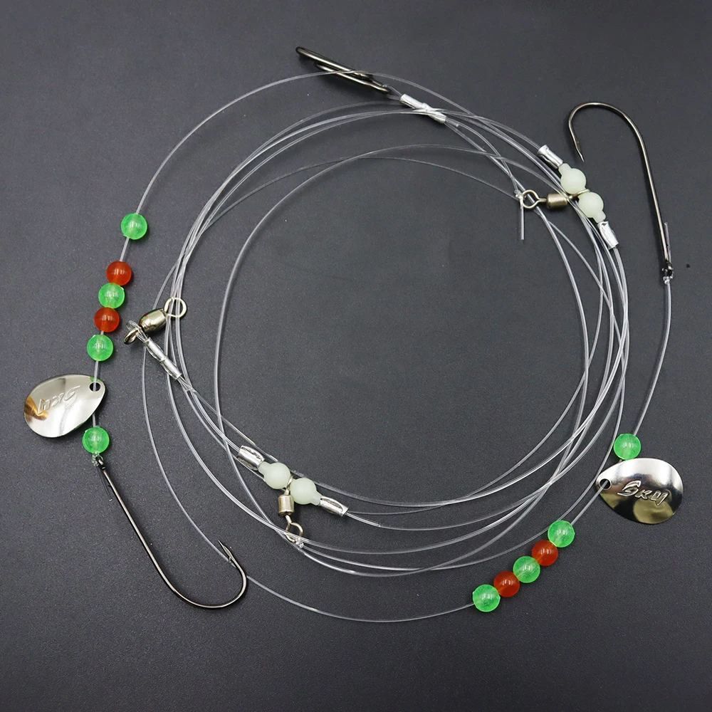 ZYZHE 1/3/5 Stück Meeresangel-Rigs mit Doppelhaken Metall-JIG Größe 1/0 # Salzwasser-Surf-Angelköder-Rigs Flapper-Snapper-Rigs – Detail 9