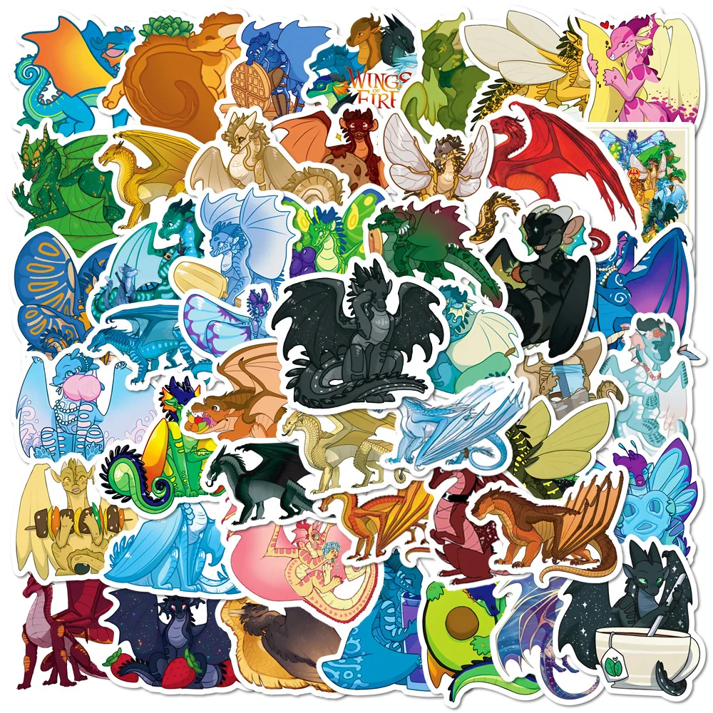 10//30/50Pcs Wings of Fire Dragon Cartoon Stickers Animal Cool for Phone Skateboard Scrapbook Car Wall Graffiti Sticker Kids Toy