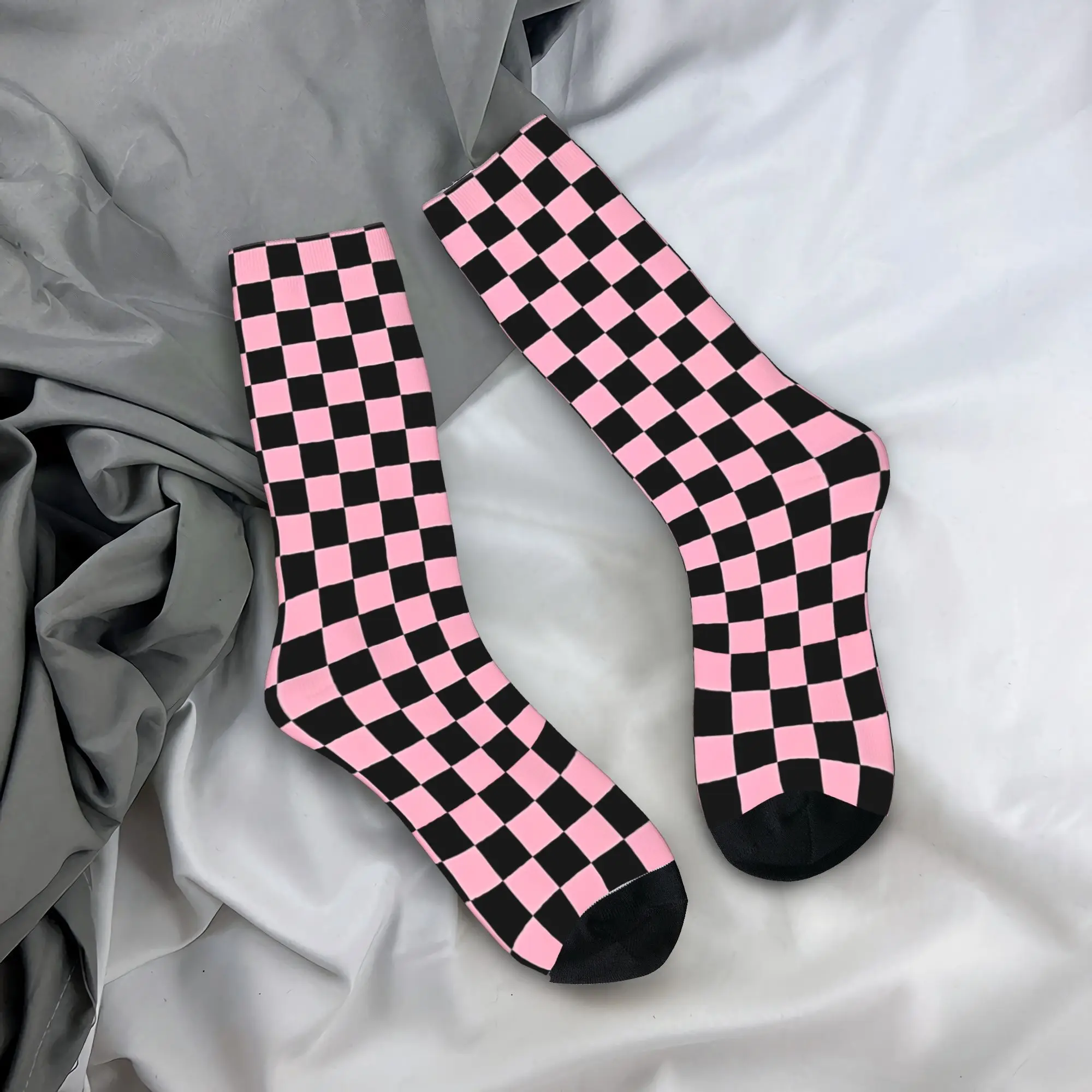 

Couple Socks Checkered Orange and Black Checkerboard Stockings Non Slip Medium Soft Socks Autumn Leisure Outdoor Sports Socks