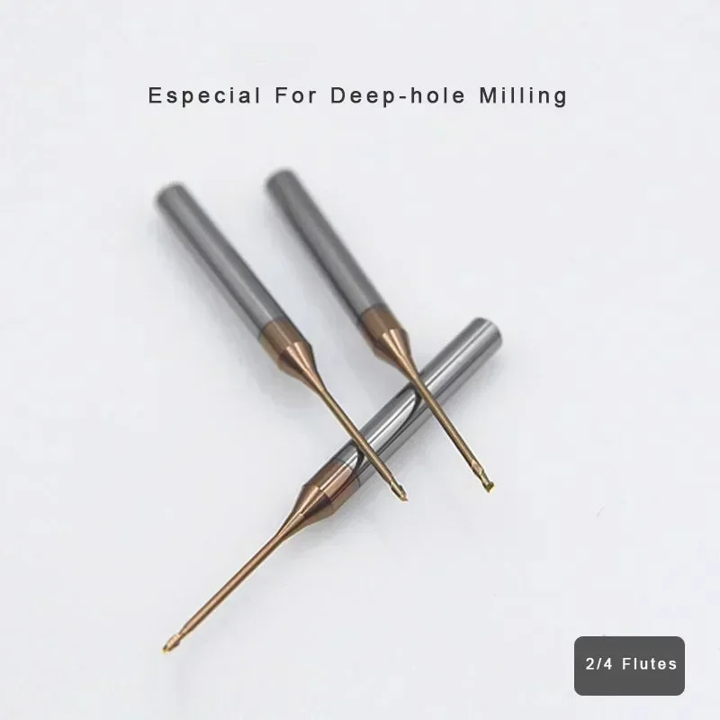 10PCS HRC55 Micro-end Deep Groove End Mill Micro-diameter CNC Long Neck Flute Alloy Tungsten Carbide CNC Milling Cutter Tools