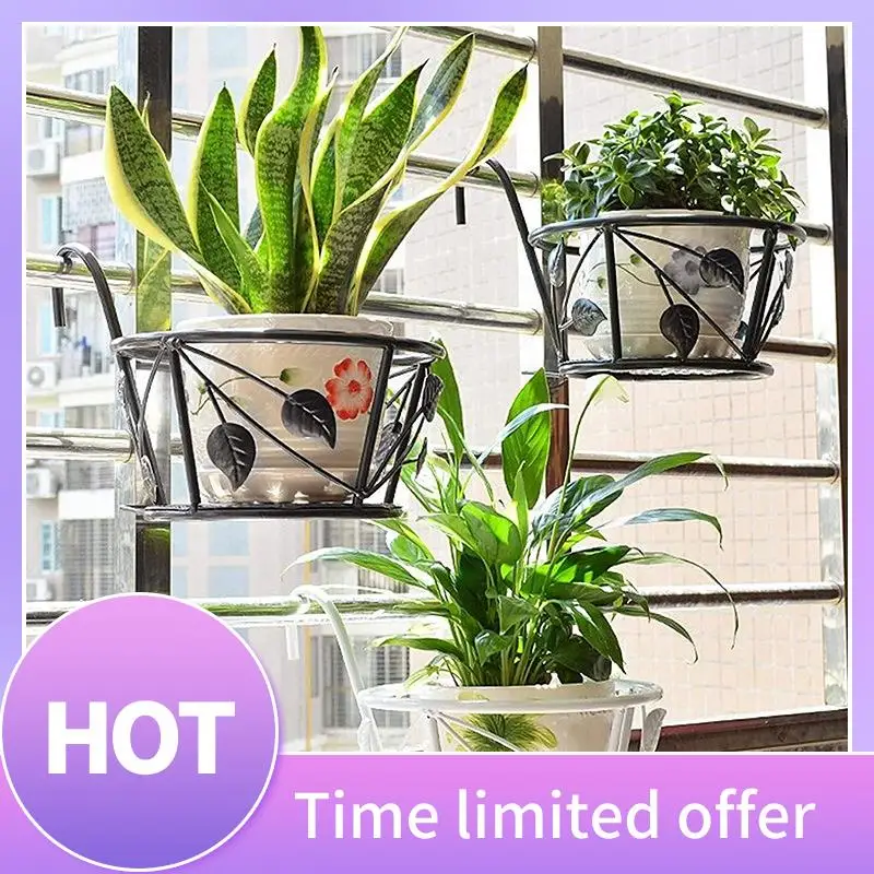 

B69C Plant Stand, 3 Pack Hanging Plant Iron Racks Flower Pot Holders, Iron Art Hanging Baskets Flower Pot Holder Hanger,Black