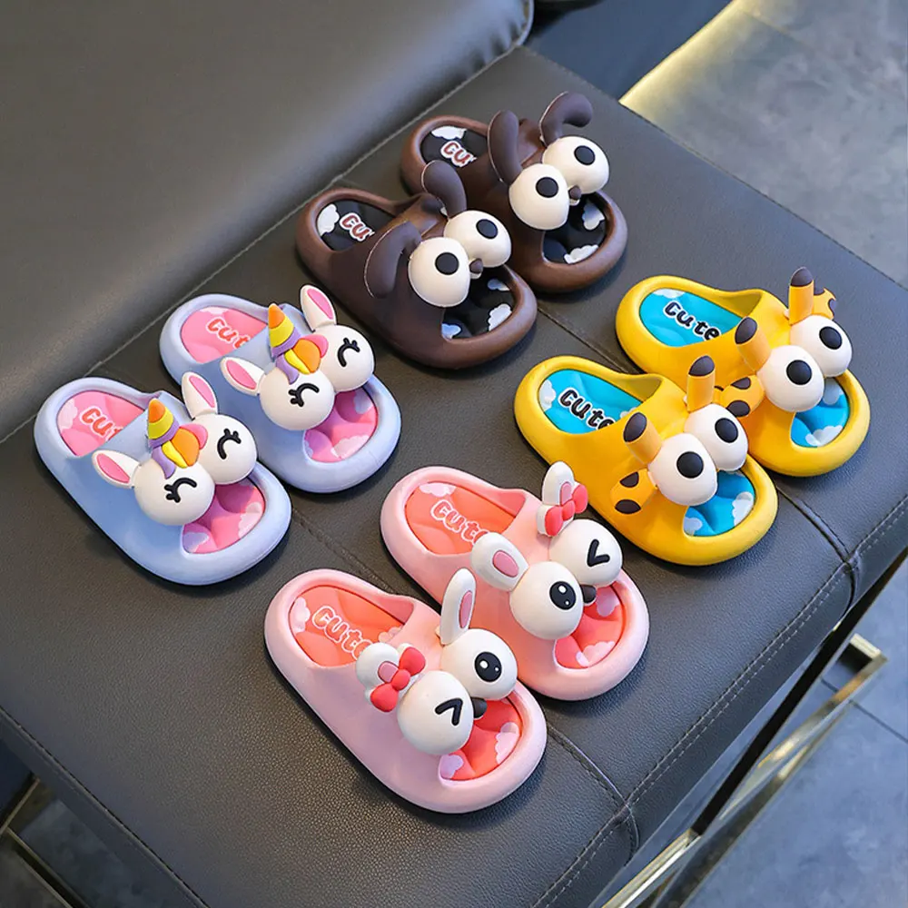 Summer Slippers Cute Animals Children Slippers Beach Shoes Giraffe Rabbit Unicorn Four Seasons Slippers 2024 Gifts For Children