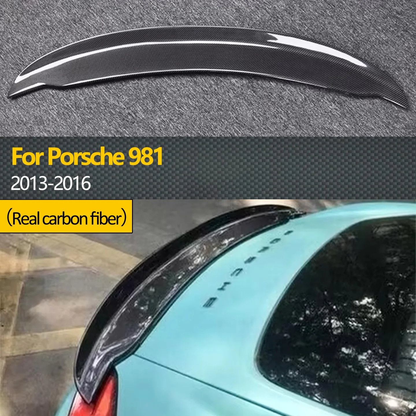

For 2013-2016 Porsche Cayman 981 High Quality Glossy Black Carbon Fiber Forged Carbon Fiber Rear Spoiler Rear Wing Body Kit