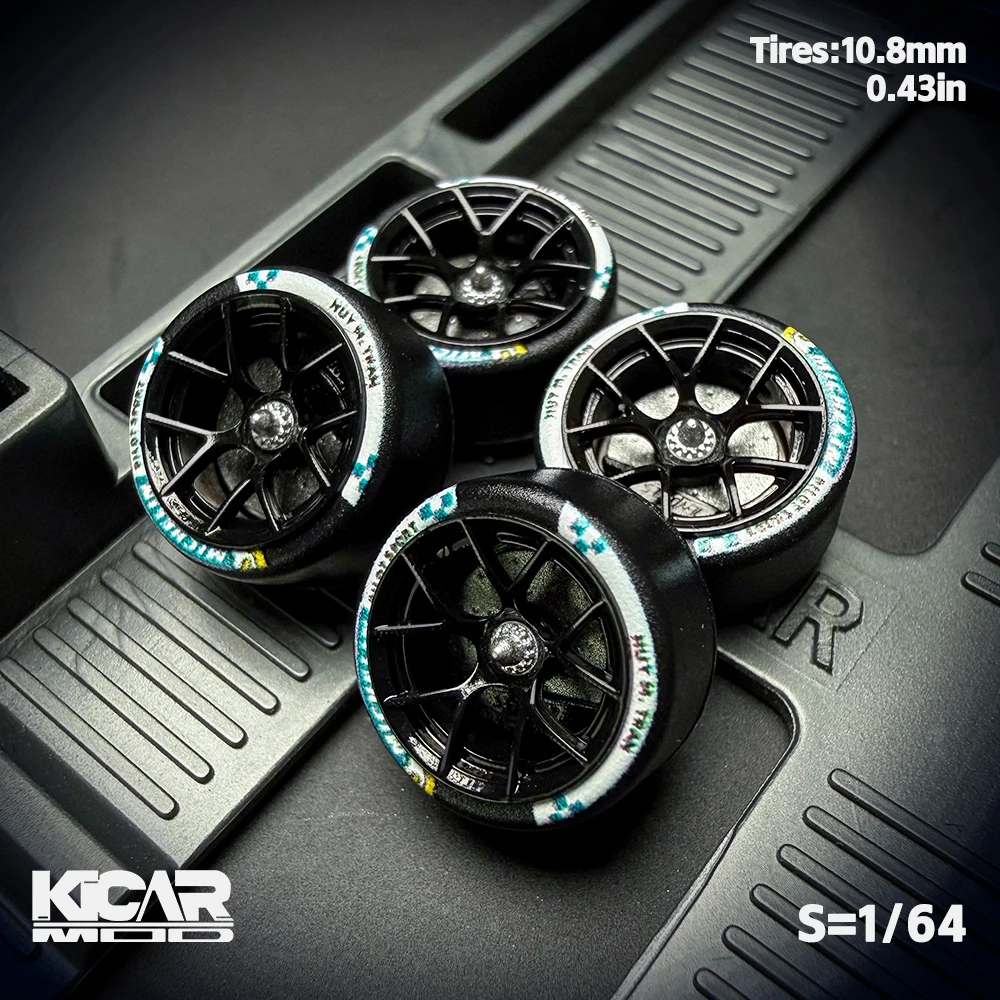 Kicarmod 1/64 Resin "Dove" Center Lock Rennmodell-Räder 10,8 mm mit Gummireifen & dynamischen Lagern für MINIGT 911 R8 – Detail 9