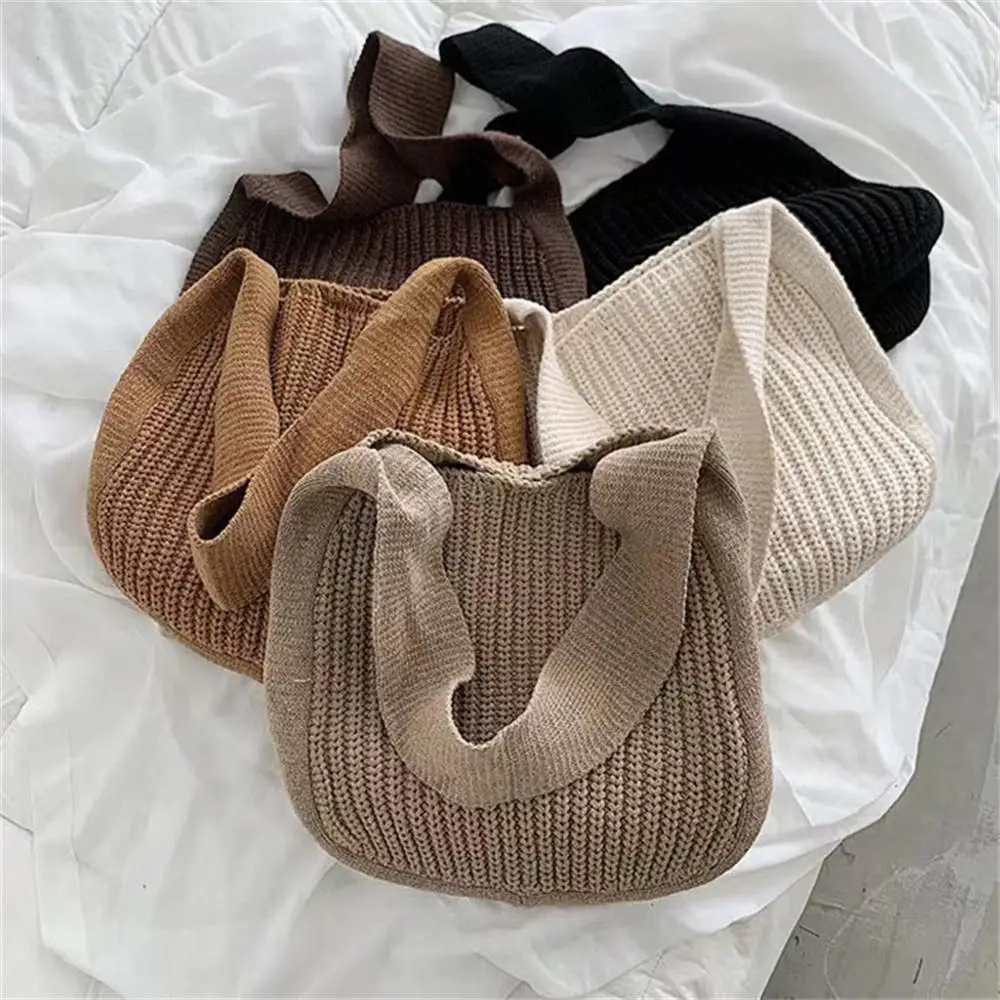 

Japanese Women Knitted Shoulder Bags Large Capacity Weave Shopping Crossbody Handbag Girls Fashion Versatile Travel Totes Bags