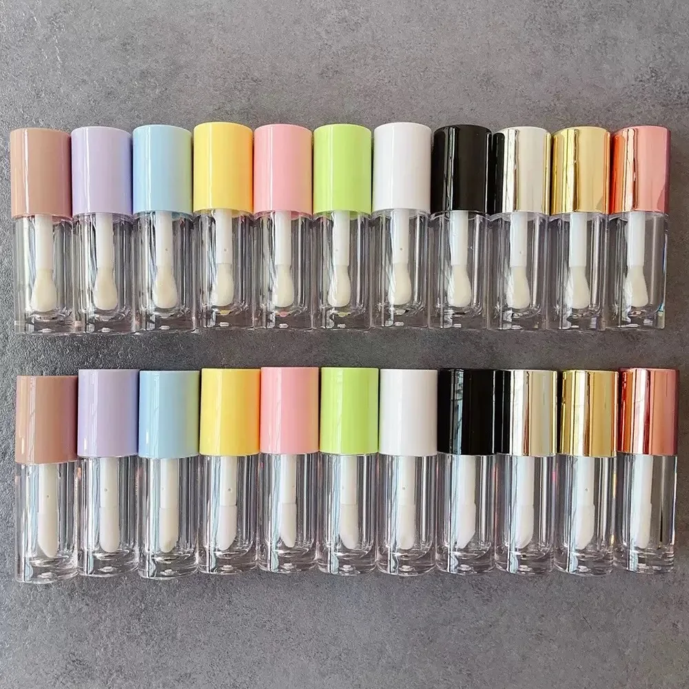

50Pcs Empty mult color hot clear crystal big applicator lip gloss tube packaging bottle container with big brush wands 6ml