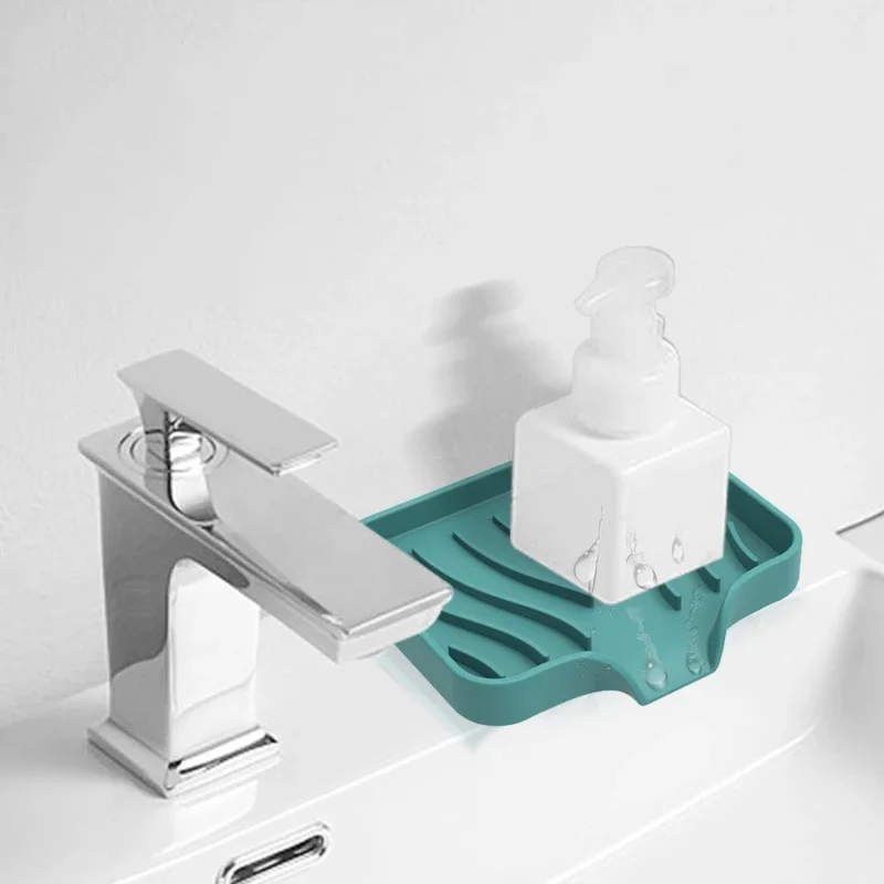 Lightweight Silicone Soap Dish Self-Draining Drain Tray with Non-Slip Design Portable Drying Mat for Bathroom Kitchen Travel