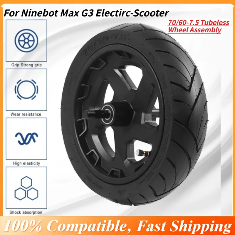 

Complete 70/60-7.5 Tubeless Wheel Assembly for Ninebot Max G3 Electirc-Scooter, Ready-to-Install Front/Rear Wheel & Tire Set