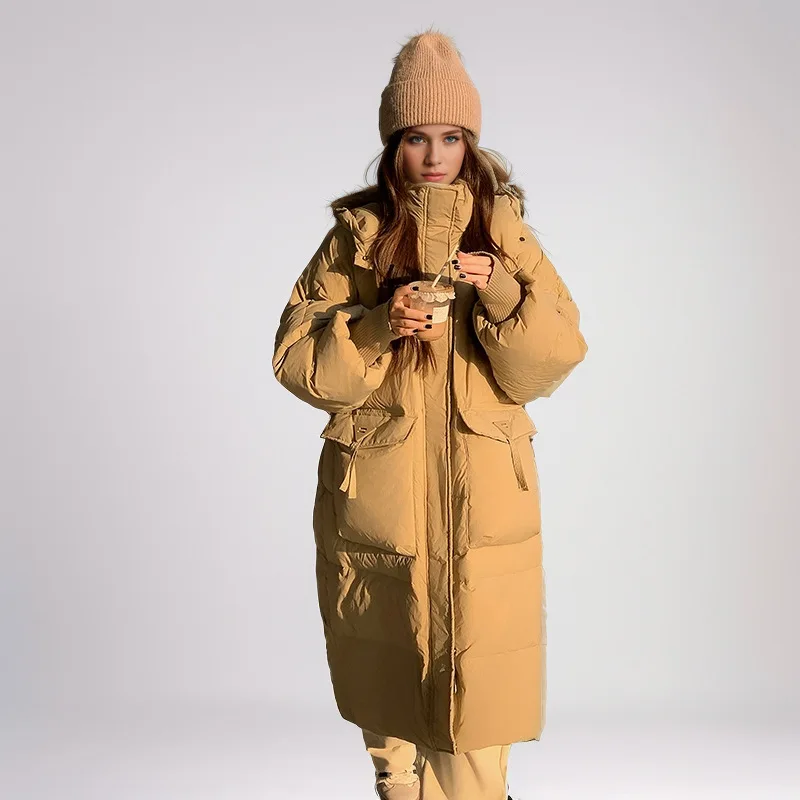 2024 Autumn Winter Women Long Parkas Jackets Down Cotton Padded Thickened Overknee Loose Casual Warm Hooded Puffer Coats Female