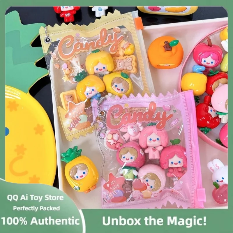Original Rico Happy Friends Blind Box Figurine Trendy Toy Room Decoration Cell Original Kawaii Design Fruit Basket Collectible