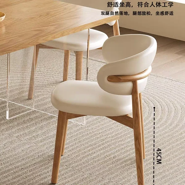 كرسي طعام من الخشب الصلب حقيبة ناعمة إسكندنافية كرسي خلفي للفنادق مطعم مقهى مصمم كرسي مكتب #4