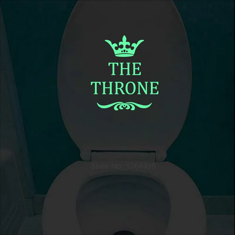 the throne Funny Interesting Toilet Wall Stickers Glow in the Dark Bathroom Decoration Accessories Home Decor Luminous Sticker