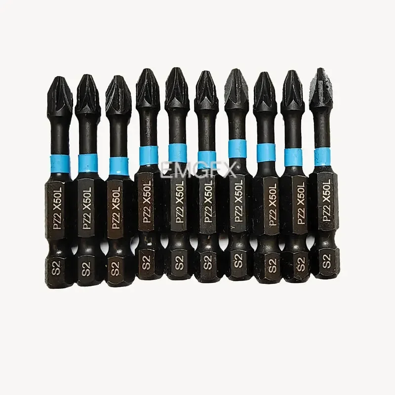 High-Quality S2 Alloy Steel Magnetic Impact Drill Bits Set with New PZ2 10pcs 25mm or 50mm for Electric Screwdriver