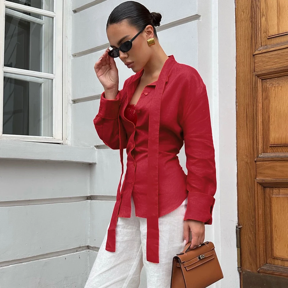 

Talenza Fashion Women's Blouses Elegant Solid Bodycon Lace New Shirts Casual Office Lady Chic Spring Autumn Women Shirt Outfits