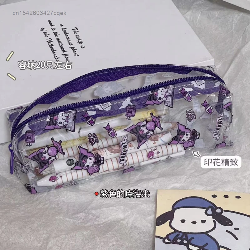 Imagem -05 - Sanrio-bonito Transparente Kuromi Pen Bolsa Estilo Coreano Estético Mini Bolsa de Armazenamento para Alunos da Escola Papelaria para Meninas Moda Y2k