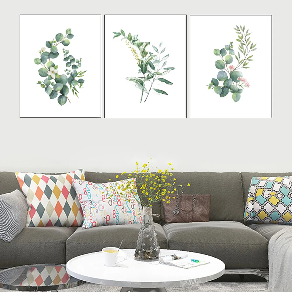 

Nordic Fresh Green Plant Poster Scandinavian Leaf Canvas Painting Minimalism Room Wall Art Home Decor Mural