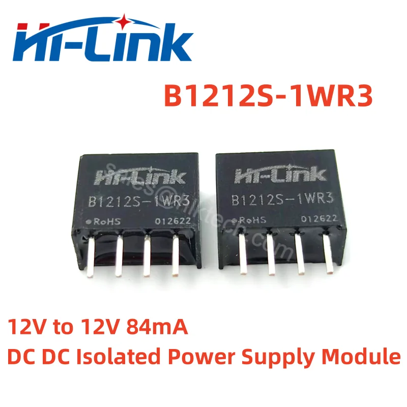 Hilink-Módulo de Alimentação Isolado DC, B1212S-1WR3, 12V a 12V, Alta Eficiência, Baixa Ondulação, Inteligente Doméstico, 2Pcs por Lote