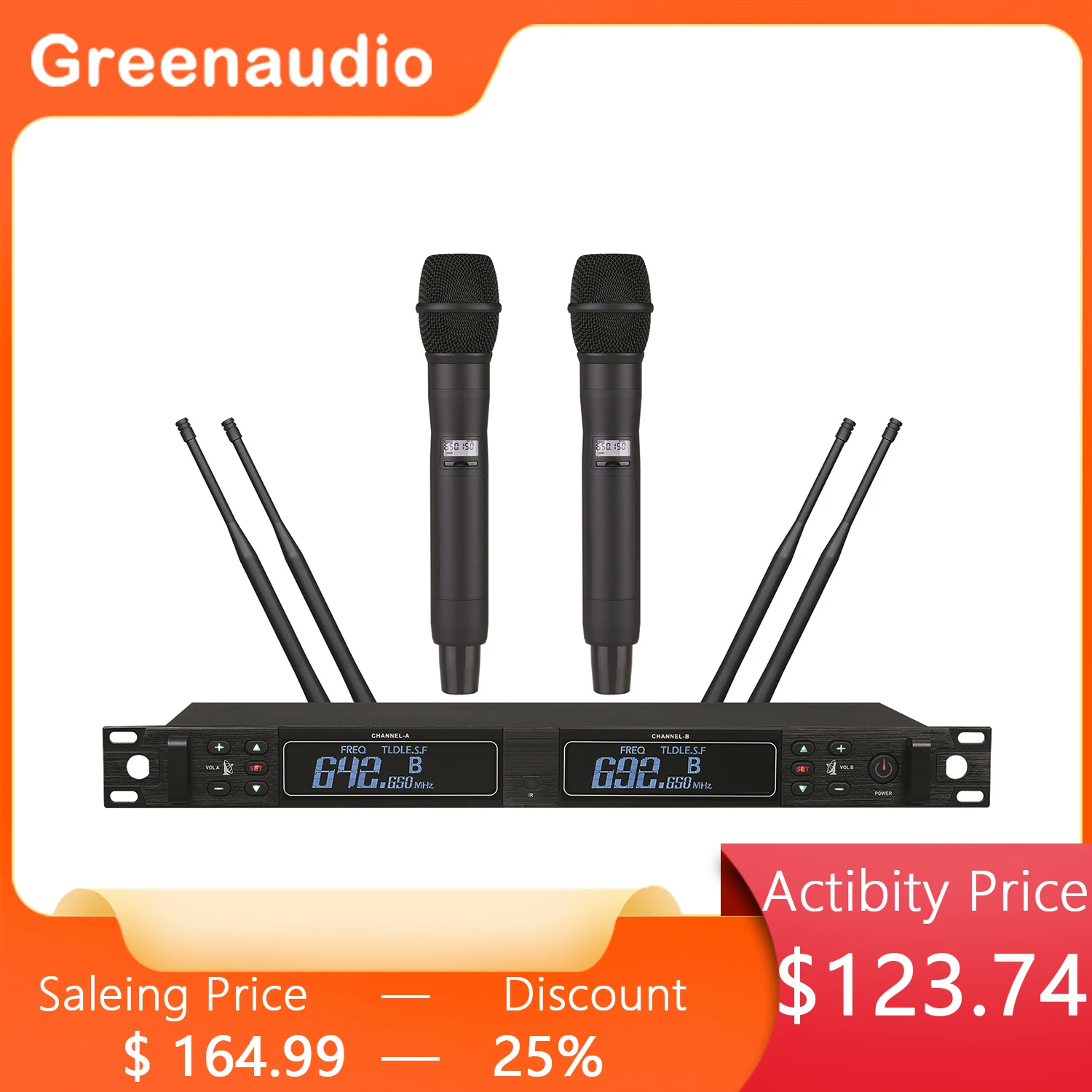 

GAW-R200 UHF Wireless Microphone Karaoke Microfon Singing Cordless Mic For Professional Performance