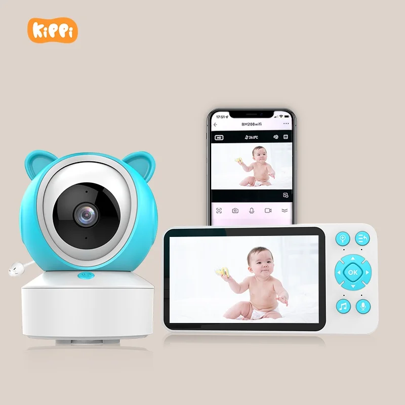 

Tuya APP Baby Monitor 5 Inches HD Support Crying Monitoring Feeding Alarm Clock Temperature and Humidity Monitoring Lullaby