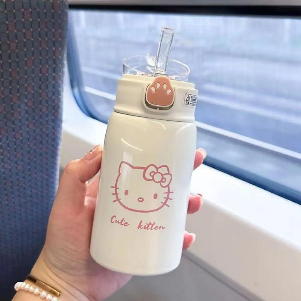 450Ml Sanrio Kuromi Pochacco Thermal Cup Hello Kitty Cute Cartoon Cup Portable 316 Stainless Steel Water Cup Student Kawaii Gift