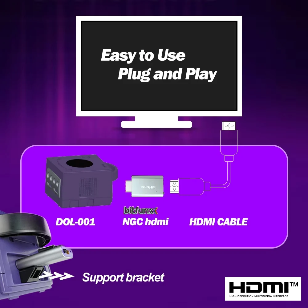 Bitfunx GC Video HDMI ™   Adapter Digitale AV naar HDMI ™   GC2HD voor Nintendo Gamecube NGC DOL-001 gameconsole