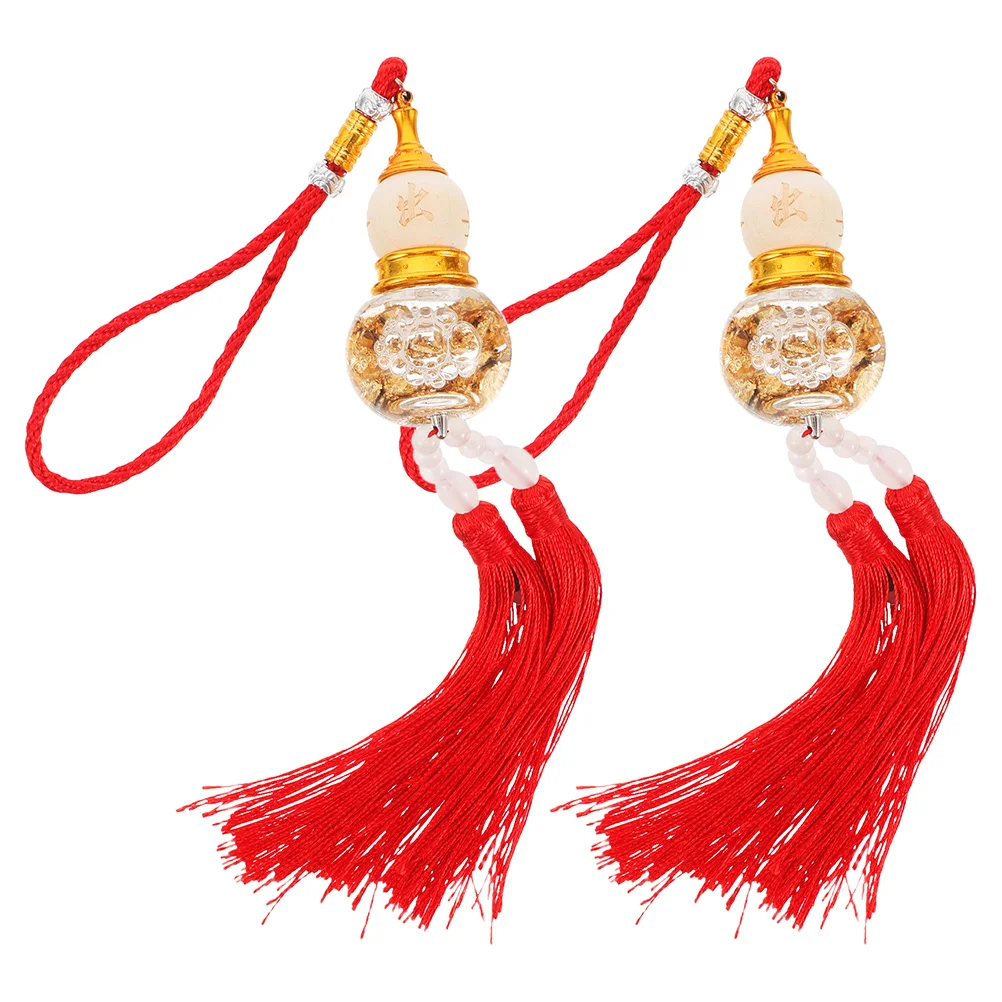 

2 Pcs Car Hoist Pendant Rearview Mirror Accessories Hanging Decor for Men Two-color Handle Cute Decorations Interior Glass