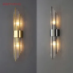 Lámpara LED de pared de lujo para interiores, candelabro de pared dorado moderno para decoración del hogar, sala de estar, dormitorio, mesita de noche y escaleras