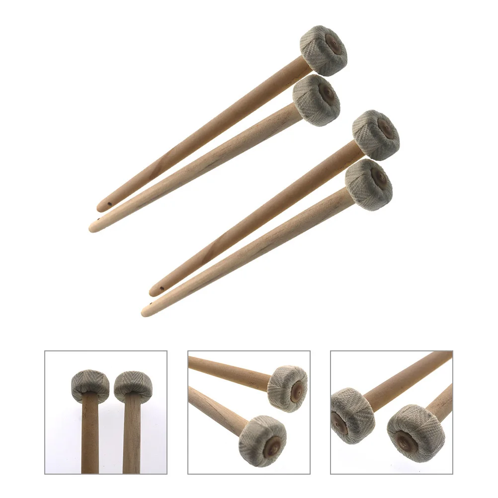 

4 pcs Wood Handle Drumsticks Drumsticks Wood Handle Cotton Heads For Percussion Instrument Drum Adult Beginner Practice Sticks