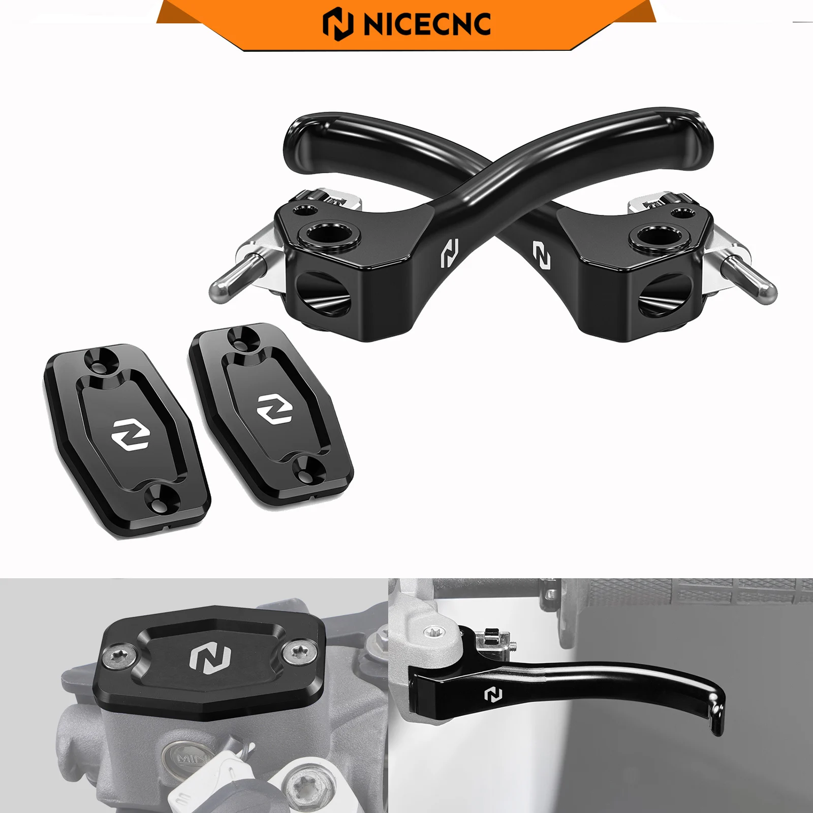 

NICECNC Front Brake Clutch Fluid Reservoir Cover & Shorty Clutch Brake Lever For Husqvarna TE 300 FE 350 FE450 FE501 2022-2024