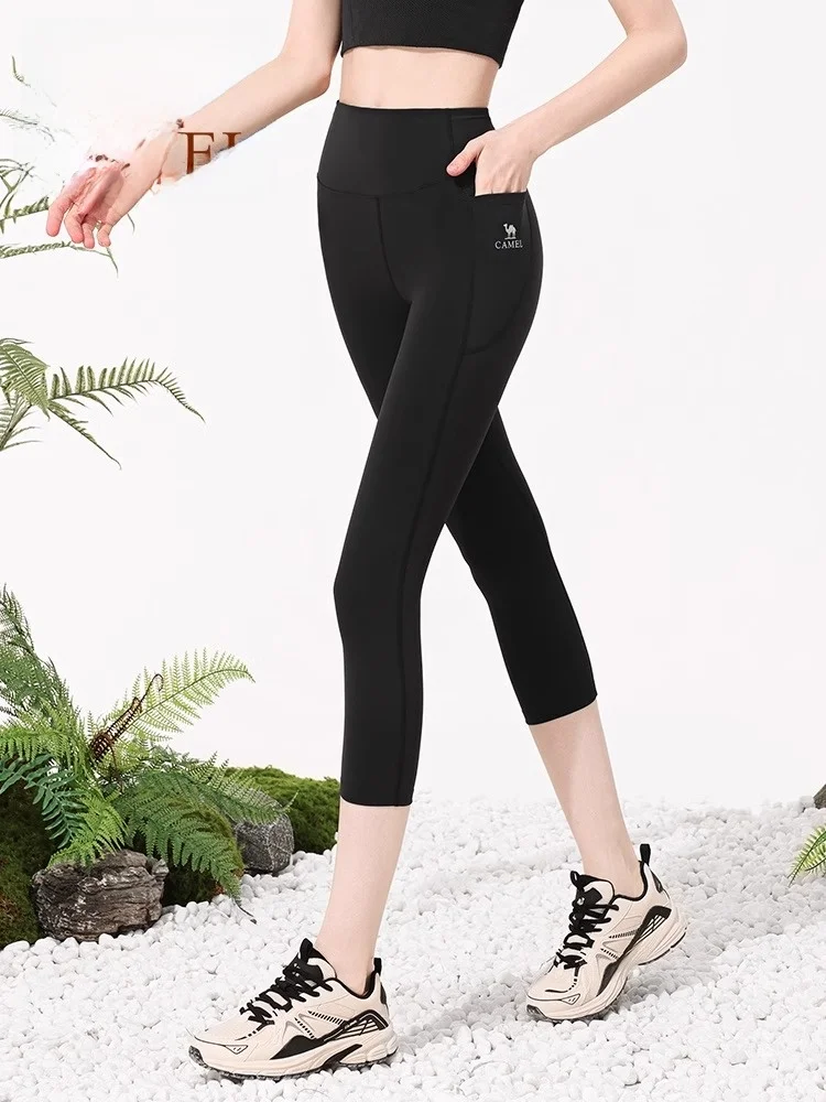 キャメル レディース ヨガパンツ 2025 新作 夏 日焼け防止 スリムフィット ニットフィット セブンフィートパンツ ファッショナブル ベースレイヤー トラウザーズ...