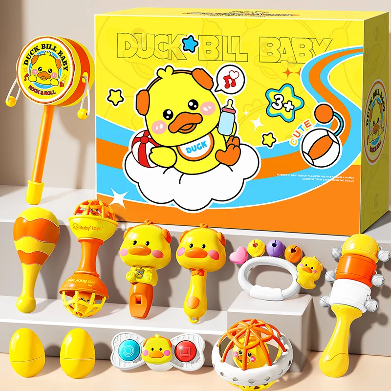 Sonagli per bambini Giocattoli educativi sensoriali per neonati da 0 a 12 mesi con manico morbido Set regalo di giocattoli per dentizione colorati e sicuri