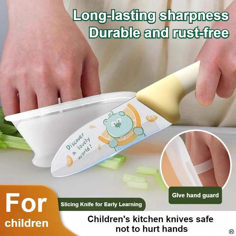 PLYS-Small kitchen knife, do not hurt the hands of early education special household slicing knife children's knife
