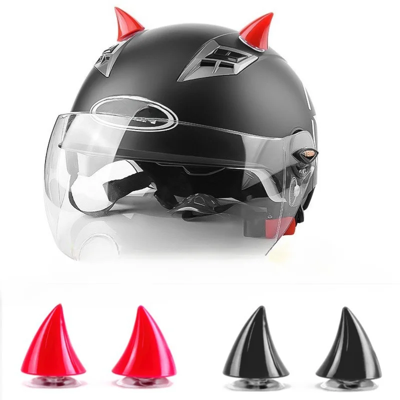 Decoração do capacete de borracha para motocross, canto bonito, borracha, chifre, rosto inteiro, fora da estrada, moto, acessórios do carro, 2pcs