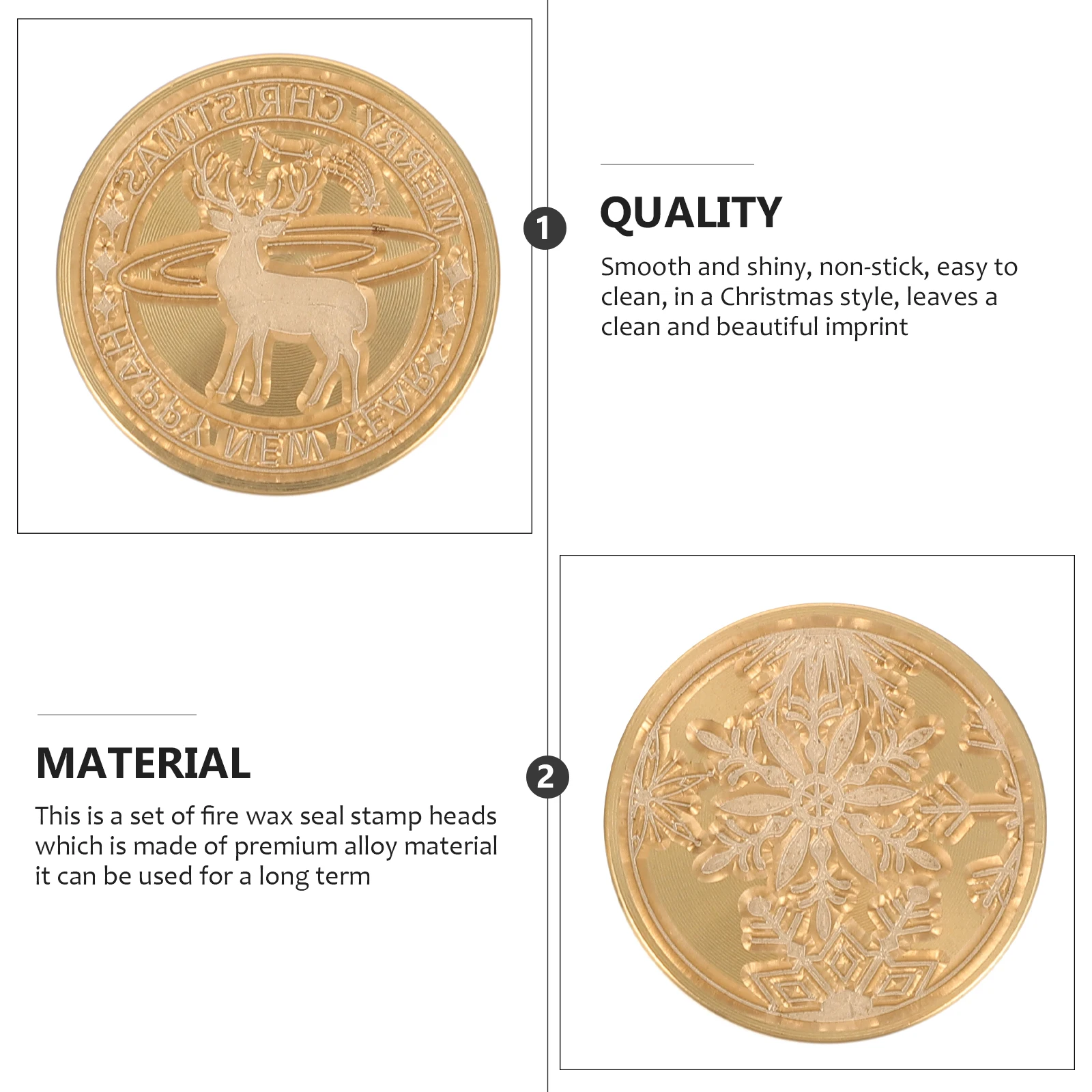 

2pcs Christmas Fire Stamp Heads Golden Durable Alloy Envelope Wax Seal Stamp Replacement Xmas Sealing Stamps Wax Sealer Heads