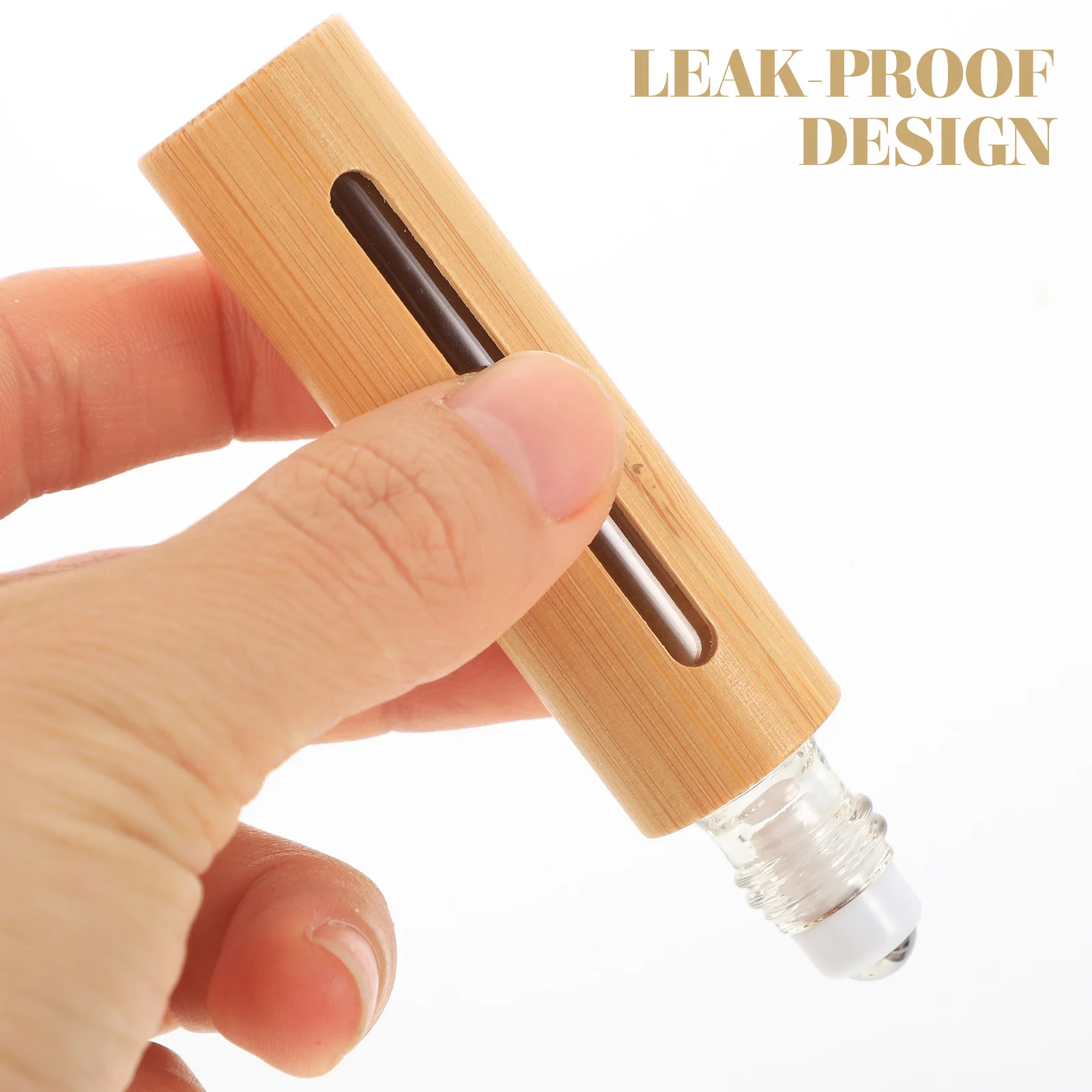 

3Pcs Bamboo Roll on Bottles Reusable Essential Oil Bottles Smooth Shockproof Fine Workmanship Roll on Bottle Roller Sub Bottle