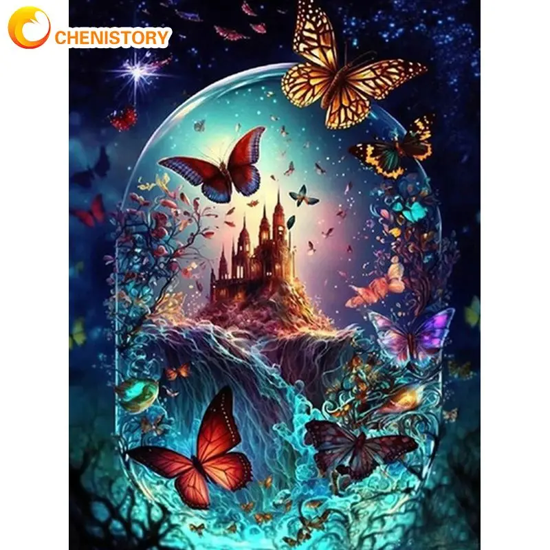 

CHENISTORY 40x50cm Paint By Numbers Acrylic Paints Colorful Animals Picture Coloring For Adults On Canvas Gift Cat Butterfly