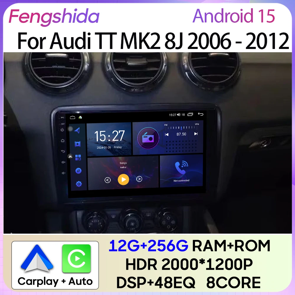 

For Audi TT MK2 8J 2006 2007 2008 2009 2010 2011 2012 Car Radio Carplay GPS Navigation Android Auto Multimedia Player 4G No 2din