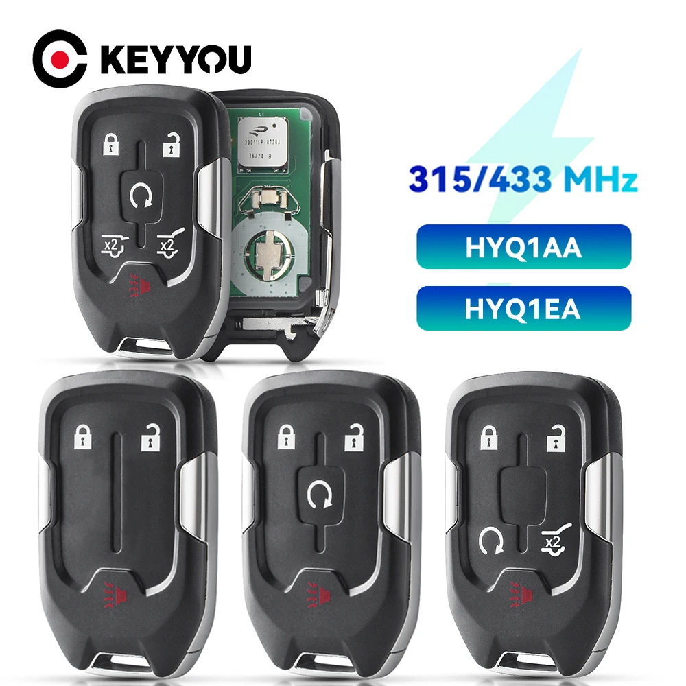

KEYYOU 315/433 МГц HYQ1AA / HYQ1EA дистанционный Автомобильный ключ для Chevrolet Tahoe Silverado пригородного GMC вездехода острой остроты YUKON XL Sierra