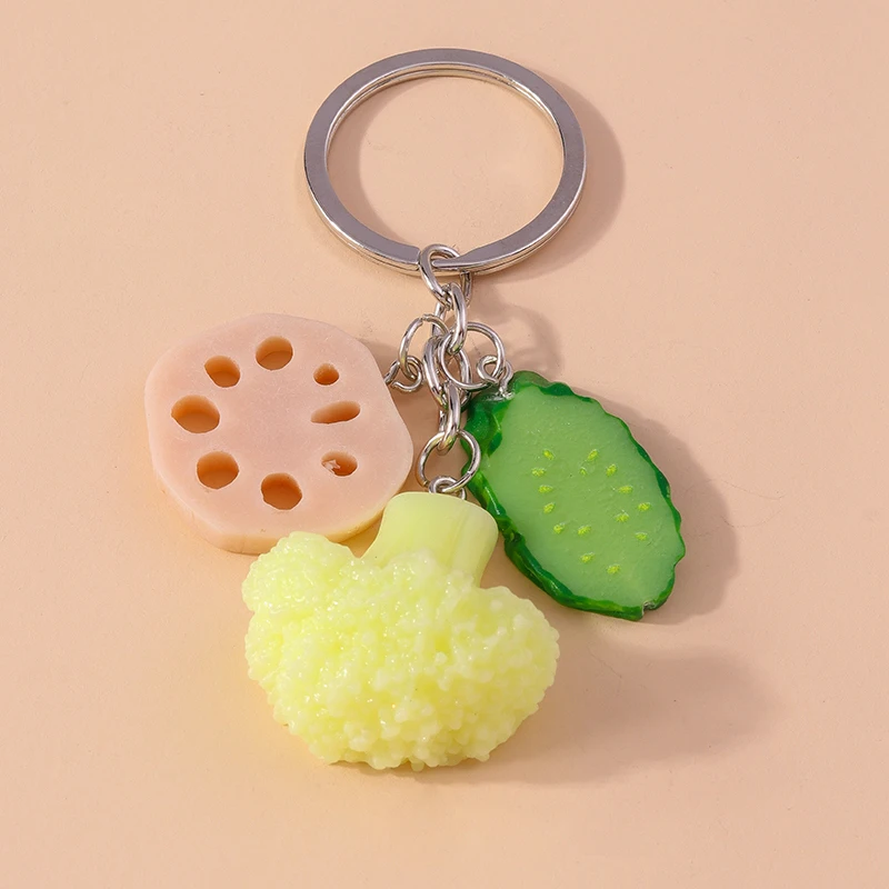 Cute Resin Simulated Vegetable Keychain Fruit Food Key Ring Pendant for Women Girls Handbag Pendants DIY Handmade Jewelry Gifts