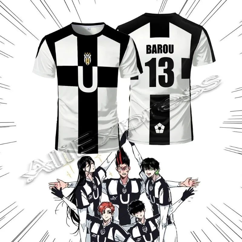 

Summer VL Replika Anime Uber Blue Lock Full Print Men's T-Shirt Cosplay Football Jersey Futsal Pattern 5 Person Pattern Tee