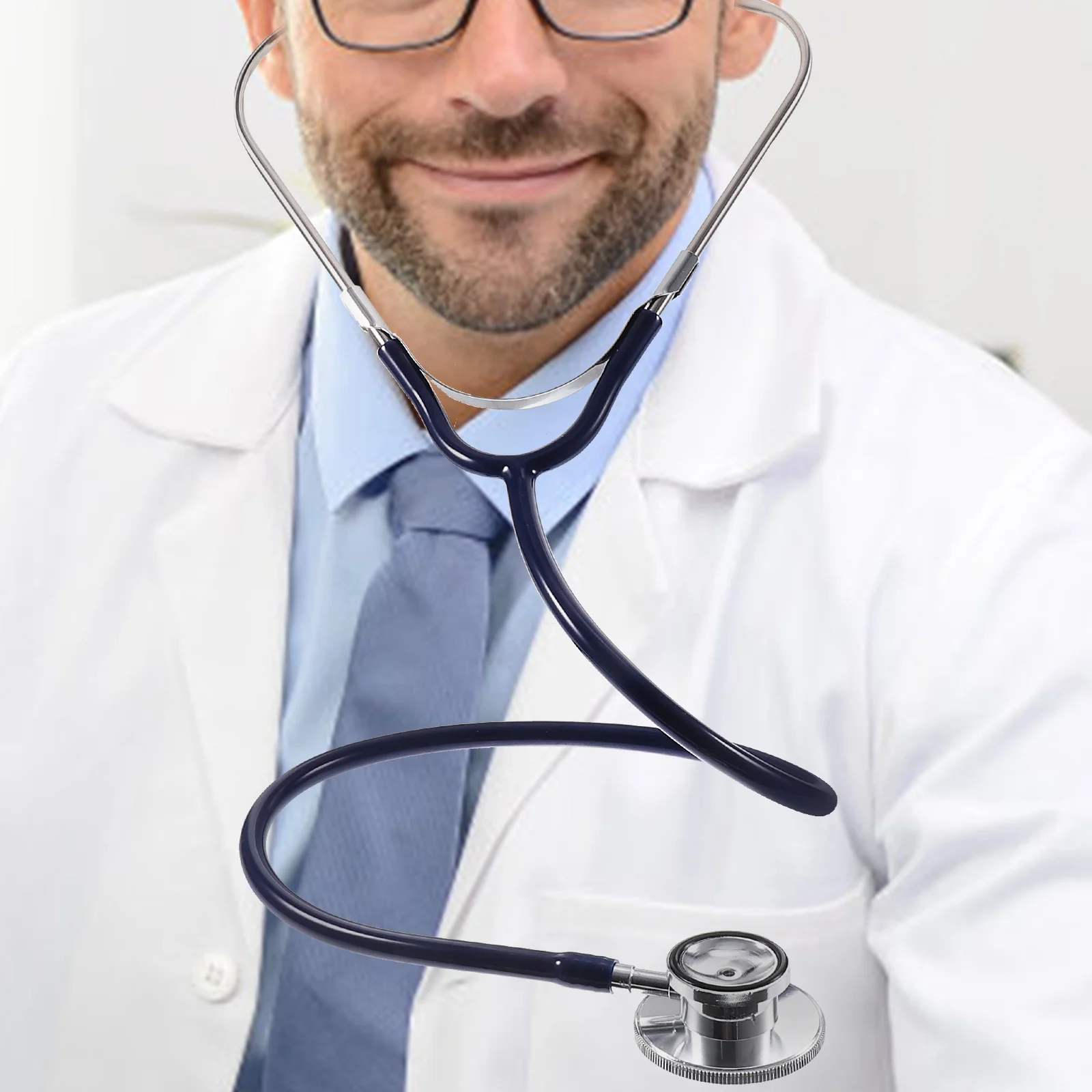 

Портативный медицинский стетоскоп с двойной головкой, темно-синий для сердца, легких органов, бесшумный стетоскоп с двойной головкой