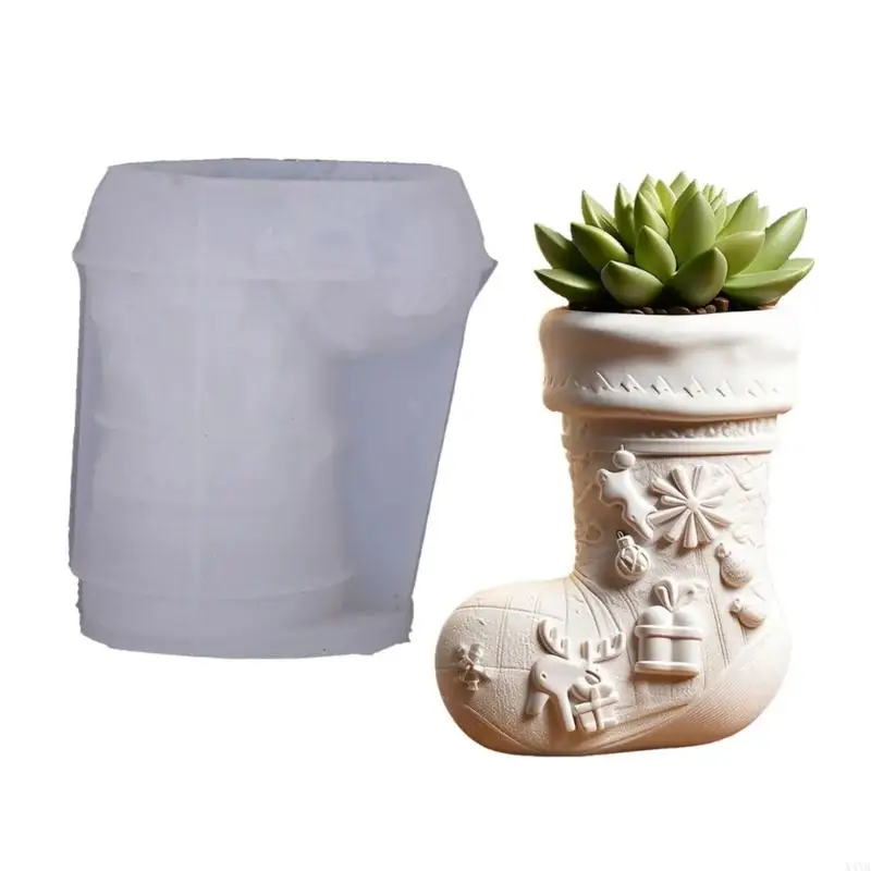 

X4YA Flexible Silicone Christmas Stocking Vase Mold For Resin Crafts Jewelry Pot