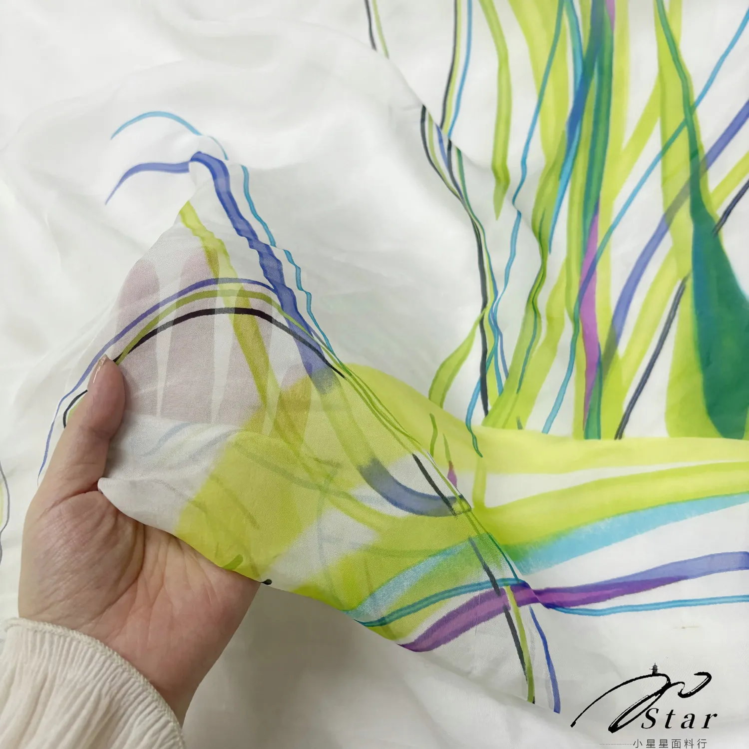 Soft Transparent Purple Flower-De-Luce Silk Chiffon Silkworm Silk Satin Fabric Silk Scarf Shawl Fabric